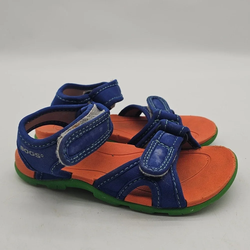 Bogs Whitefish Toddler size 12 blue orange green strap on sandals